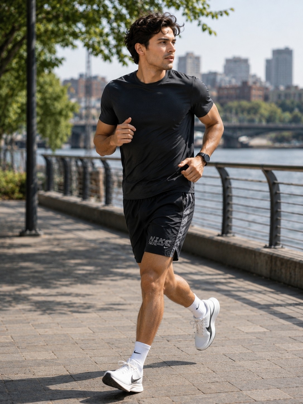 Nike Dri-FIT Men's Running Athletic Shorts Black Gray Medium M Lightweight Train